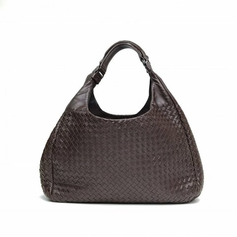 BOTTEGA VENETA 深巧克力色羊皮雙橋編織托特包肩背包