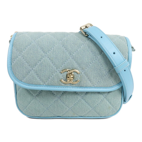 CHANEL 牛仔布Small Messenger Bag鏈帶肩背袋