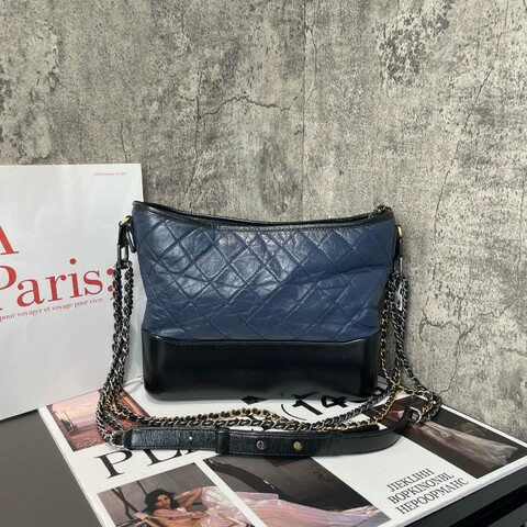 Chanel 流浪 中號 藍黑拼色 時尚復古鏈條肩帶多背法
