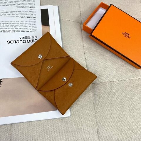Hermes Calvi Duo卡片套 金棕色