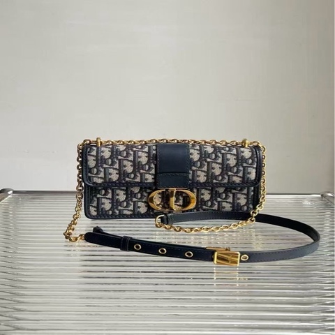 Dior/迪奧 Montaigne 蒙田30小號老花織物➕金色 CD 扣鏈條肩帶