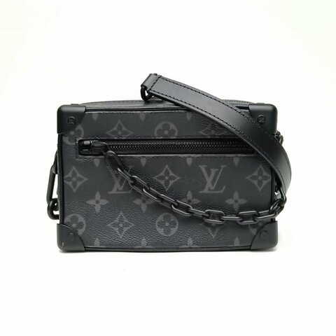 LOUIS VUITTON SoftTrunk軟盒子包迷你黑色PVC晶片老花肩背包