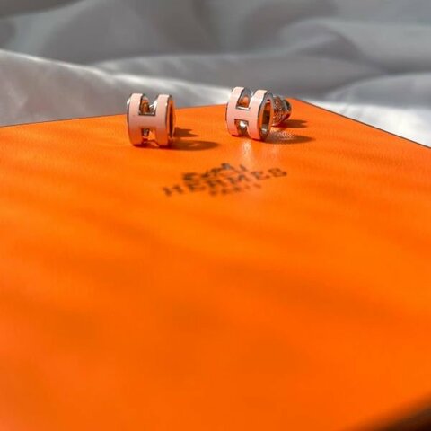 HERMES 愛馬仕 MINI POP H 耳針 粉色