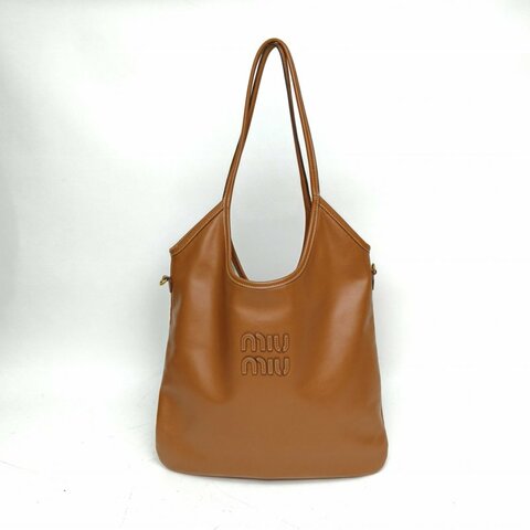 MIU MIU IVYTote托特包35幹邑色牛皮金扣肩背包