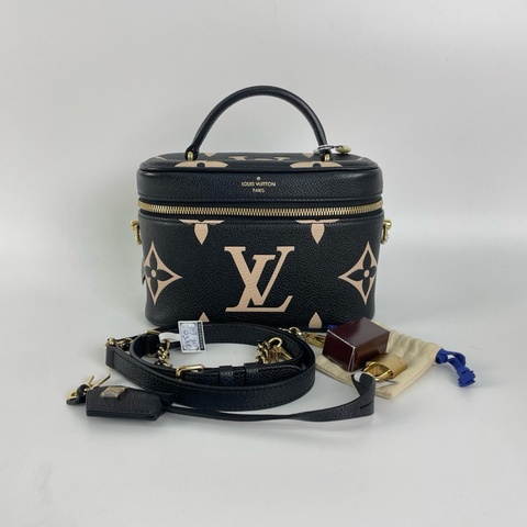 LV/路易威登 Vanity黑白拼花 黑色小號化妝盒子包 斜挎包 芯片款
