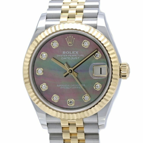 勞力士 Datejust 31 10P 鑲鑽黑色錶殼 278273NG 隨機序號 女士腕錶 SSx18K 黃金 40460