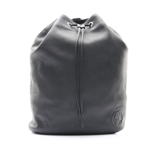 Soho Drawstring 抽繩 後背包 黑色 牛皮【GUCCI 古馳】 368587