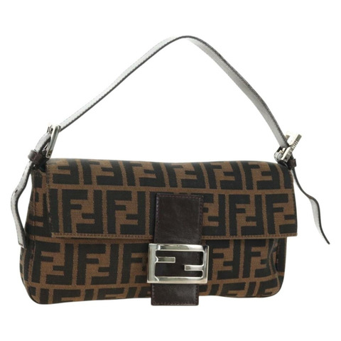 FENDI Zucca帆布Mamma Baguette單肩包 黑色棕色 正品 189121SV