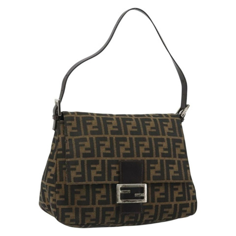 FENDI Zucca帆布Mamma Baguette單肩包 黑色棕色 正品 189496SAM