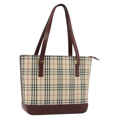 BURBERRY Nova 格紋帆布手提包 米色 金色 正品 190293A