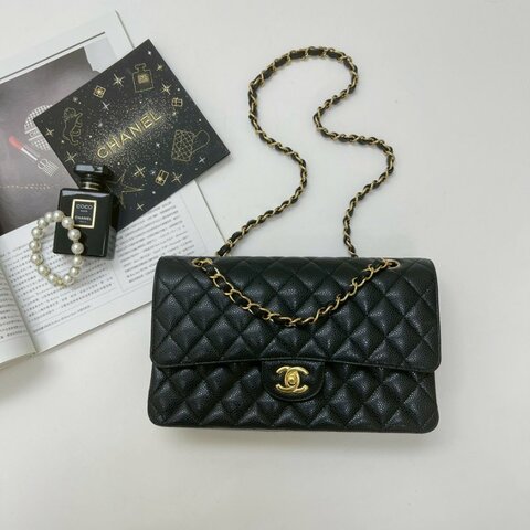 CHANEL CF25  黑金牛皮 芯片款