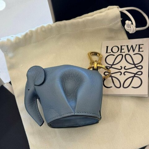 LOEWE 藍色皮革大象 吊飾零錢包