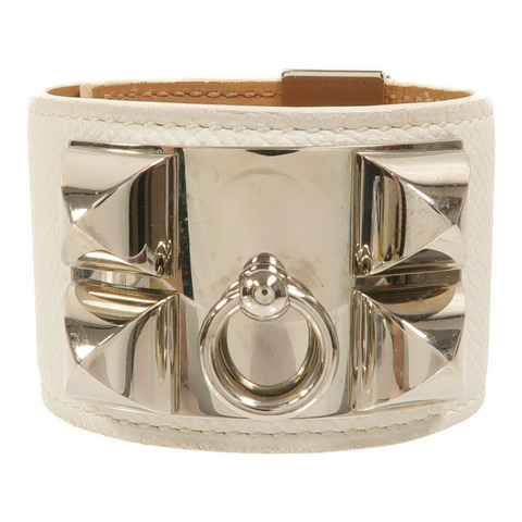 HERMES Epsom皮革/金屬Collier De Chien Bracelet手鐲