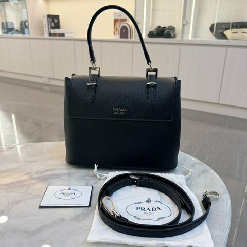 *SHIHNA名牌精品*Prada Saffiano 皮革兩用提包