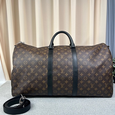 LV路易威登Keepall 55 棕色老花旅行包 經典老花配色