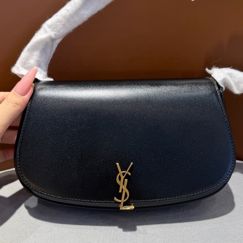 ysl圣罗兰腋下包 黑金半月形牛皮革肩背包