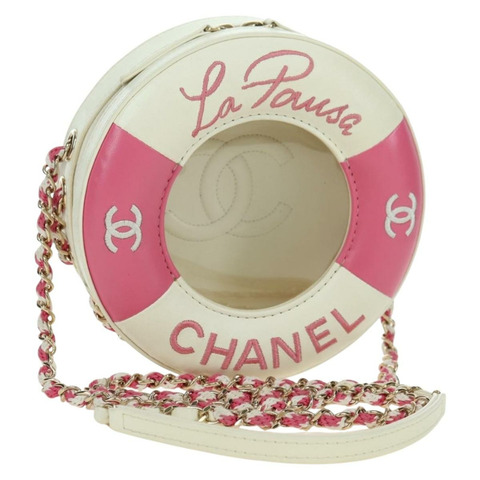 香奈兒 (CHANEL) Matelasse Cruise Line 鏈條包，白色皮革，金色雙C標誌，貨號 178074SM