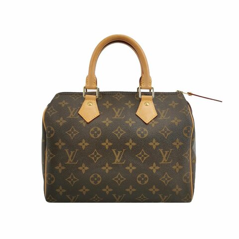 Louis Vuitton (LV) Speedy25植鞣革Monogram印花波士頓包手提包晶片款