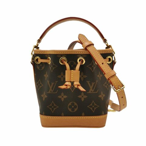 Louis Vuitton (LV) NOENano植鞣革Monogram印花抽繩斜挎包肩背包晶片款
