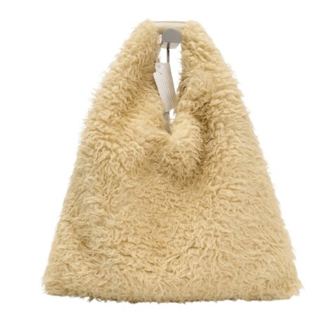 MM6 Maison Margiela 米色仿皮草毛毛托特袋 和尚袋