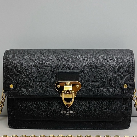 Louis Vuitton 路易威登 Vavin woc黑色全皮壓紋鏈條包芯片，尺寸 19×12×5