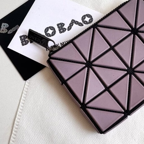 二手 Bao Bao Issey Miyake 三宅一生 灰紫色 幾何方塊拉鍊零錢包/卡夾