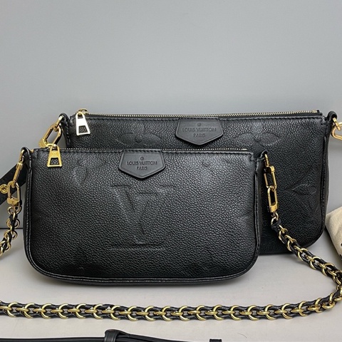 Louis Vuitton 路易威登 黑色全皮壓紋四合一 芯片款