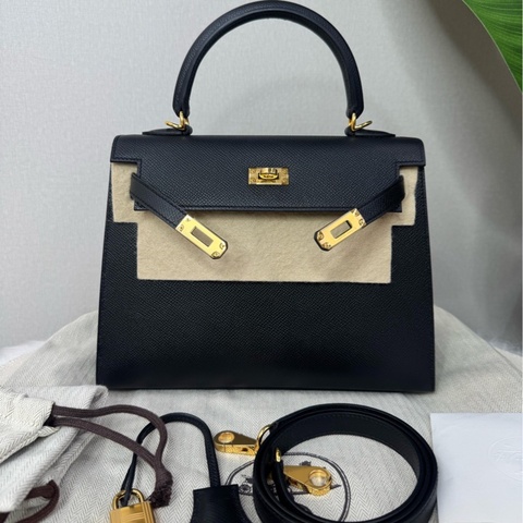 99新Hermes愛馬仕kelly25 黑金 w刻。