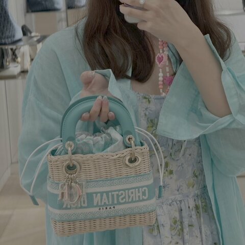 DIOR 限量款藤條竹編三格黛妃手提肩背斜背包 17*15*7 98新配件塵袋