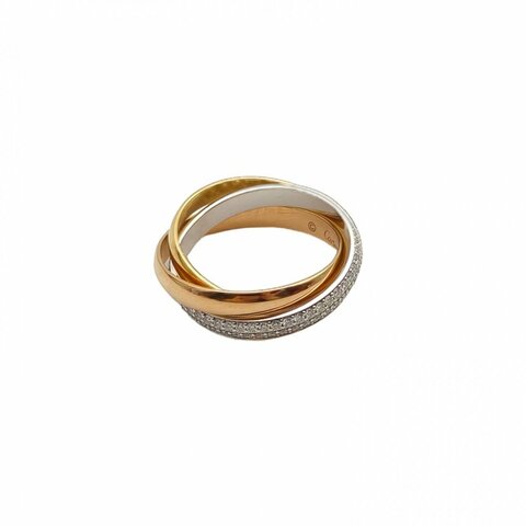 CARTIER 18K黃金18K白金18K玫瑰金鑽石triny三環戒指
