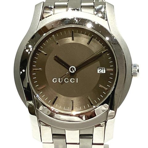 Gucci GUCCI腕錶，總重99.0克，不鏽鋼錶殼，石英機芯，香檳金錶盤，型號5500XL