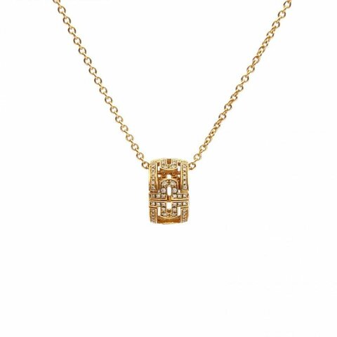 BVLGARI PARENTESI迴紋針滿鑽回轉項鏈18K玫瑰金/鑽石
