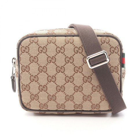 GUCCI GG帆布迷你肩斜背包 834268FAEON9750 帆布皮革 米色