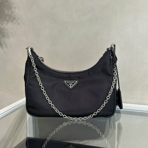 PRADA 經典三合一尼龍斜背包 - 黑銀