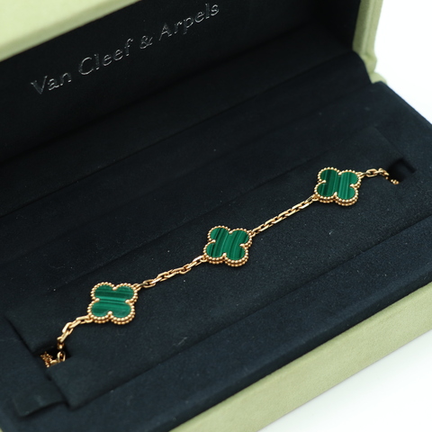 (大全配♥️) Van Cleef & Arpels 孔雀石 Vintage Alhambra 五花 🌸 手鍊  四葉 幸運圖案