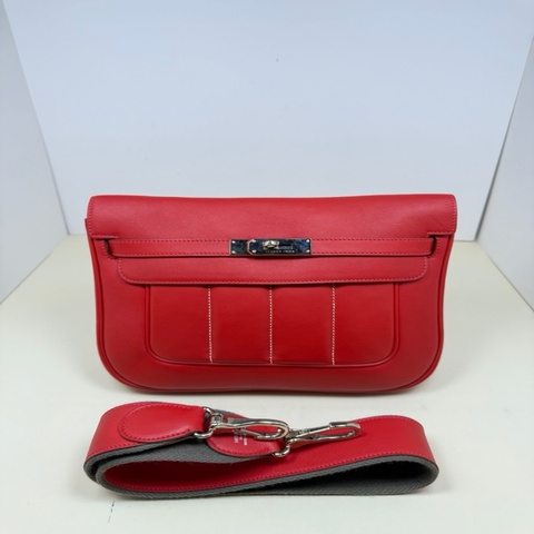 愛馬仕/hermes 國旗紅銀扣 Berline28 swift皮