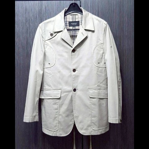 絕版BURBERRY 博柏利 BLACK LABEL 黑標 戰馬 男卡其內裏經典格紋休閒外套M