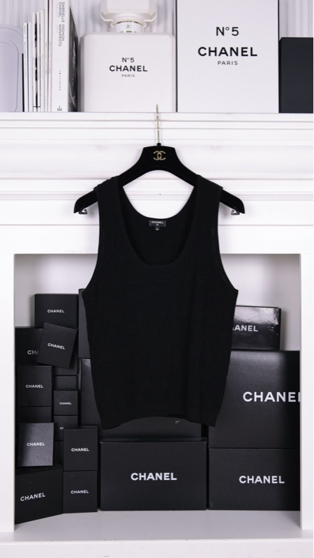 Chanel 21P黑色cc针织马甲背心上衣