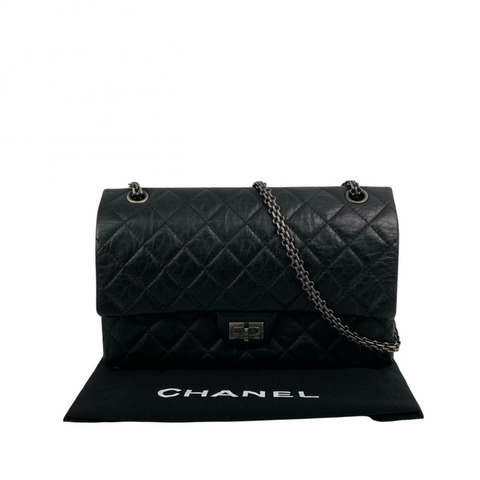 △ CHANEL 香奈兒 Black Calfskin 2.55 Classic Double Flap Ruthenium-Finish Metal 28CM No.21 Chain Shoulder Bag 黑色小牛皮2.55鍍釕金屬No.21鎖鏈肩背包 A37587-267013058