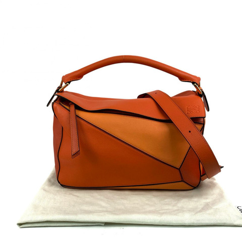 △ LOEWE 羅意威 Orange Calfskin Puzzle 2 way bag 橙色小牛皮兩用袋-267013057