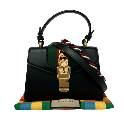 ☆ GUCCI 古馳 Black Calfskin Sylvie 2 way bag 黑色小牛皮兩用袋 470270-267013177