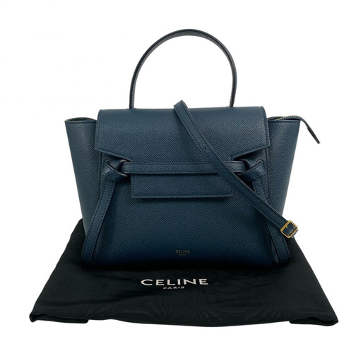 △ CELINE 思琳 Navy Calfskin Nano Belt Bag 2 way bag 深藍色小牛皮兩用袋-267012880
