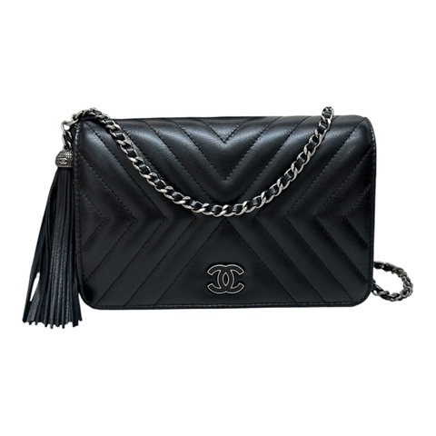 Chanel A84444 Chevron Fringe Wallet on Chain