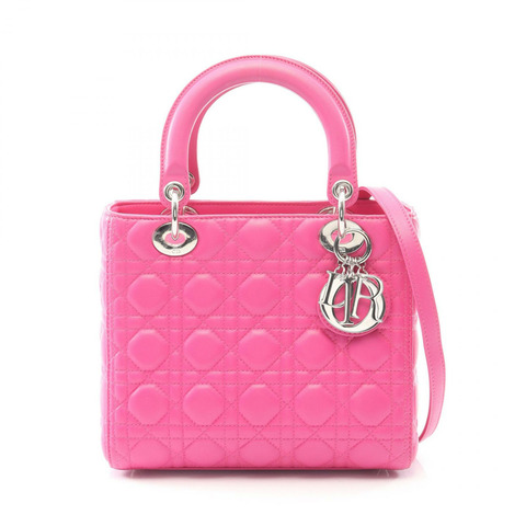 Christian Dior LADY DIOR Cannage 2Way Tote 手提包 皮革 粉紅色 二手 女士 CD