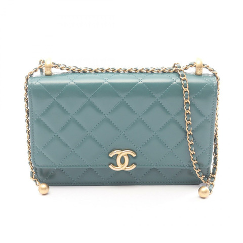 香奈兒 (CHANEL) 絎縫鏈條肩背包/斜背包/皮夾 AP2289 皮革 綠色 GHW CC