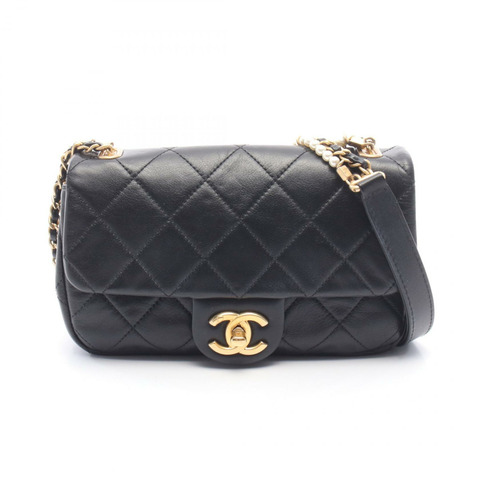 香奈兒 (CHANEL) 絎縫鏈條斜背包 AS2210 黑色皮革 二手 金色五金