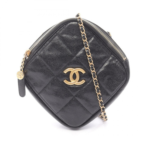 香奈兒 (CHANEL) 菱格紋鏈條肩背包，黑色小牛皮，金色五金，二手女款