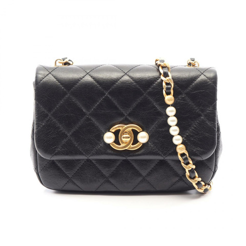 香奈兒 (CHANEL) 絎縫鏈條肩背斜背包 AS3000 黑色皮革 GHW 二手 CC