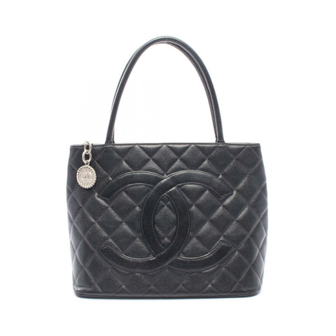 香奈兒 (CHANEL) Medallion 托特包 A01804 黑色粒面小牛皮，二手女士 SHW