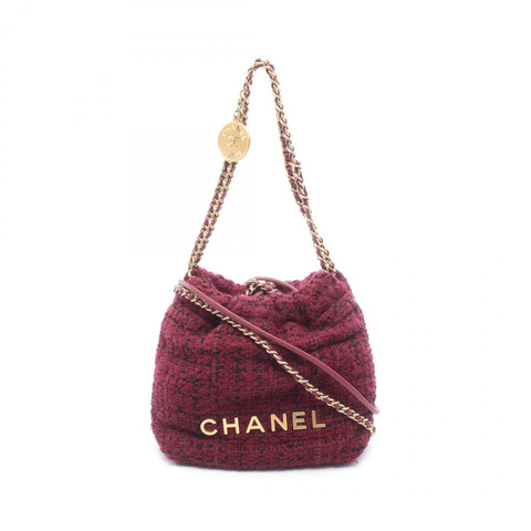 香奈兒 (CHANEL) 22 迷你鏈條肩背包 AS3980 織物皮革 波爾多紅 二手 金色五金